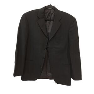 Saks Fifth Avenue Mens Blazer Black L Long Sleeve Natural Stretch Collared